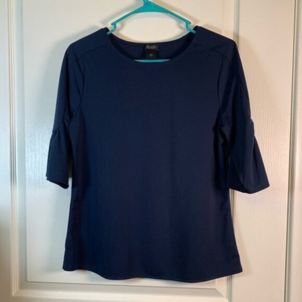 Ann Taylor Navy Blue Half Sleeve Blouse Size M/P EUC #2846